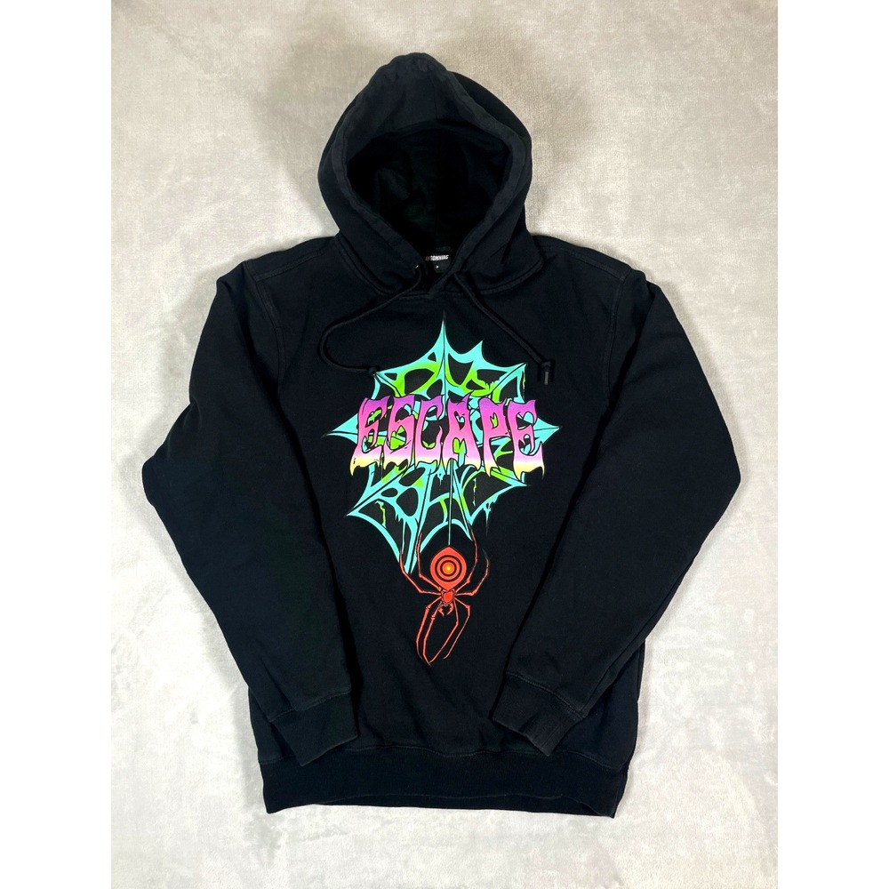 Insomniac Escape Hoodie Men's Small Black Pullover Spider Graphic Festival Rave